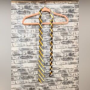 JF J.Ferrar Yellow and Gray Striped Tie